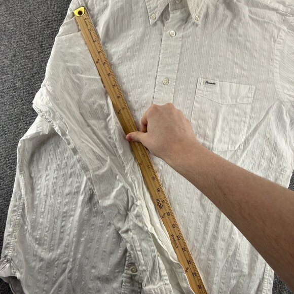 Faconnable Cotton Large Button-Down Striped White Men Pocket Long Sleeve Shirt - Picture 12 of 16